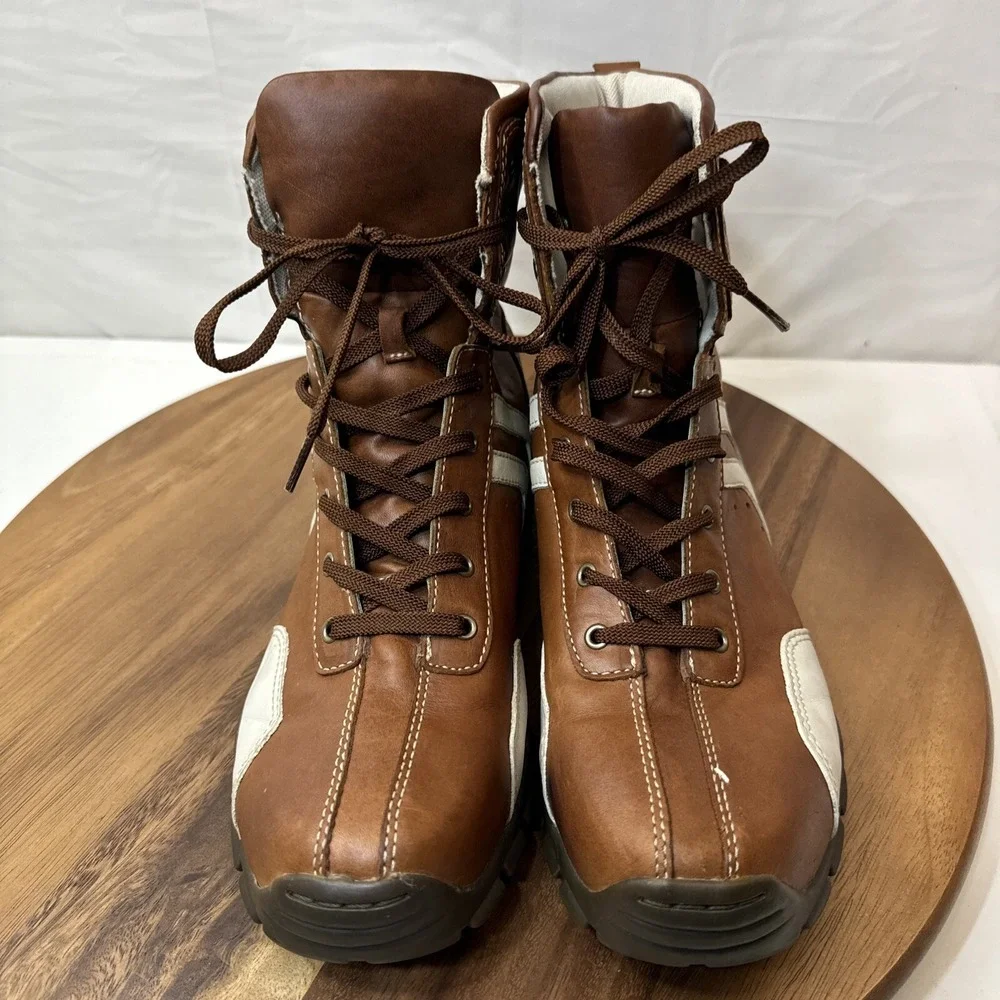 GBX Leather Ankle Boot Men's 10 M Dress Shoes‎ Brown Casual Lace Up 146914-9